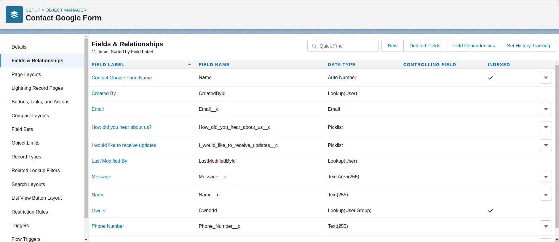 Setup custom Object and fields