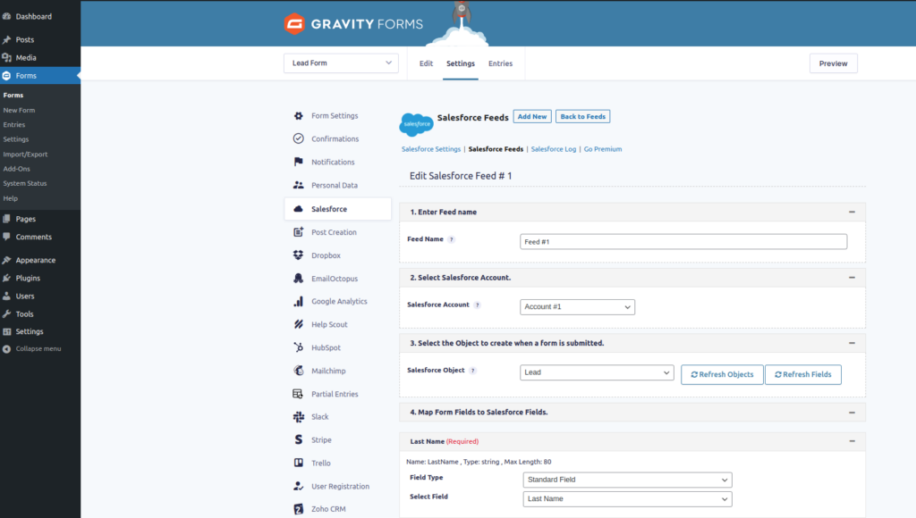 connect gravity forms to salesforce