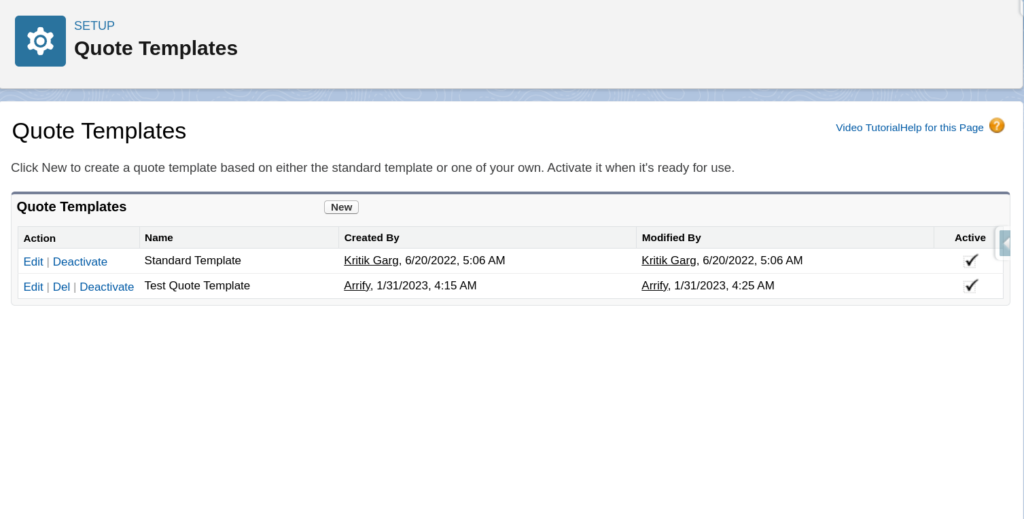After save, Activate quote template 
