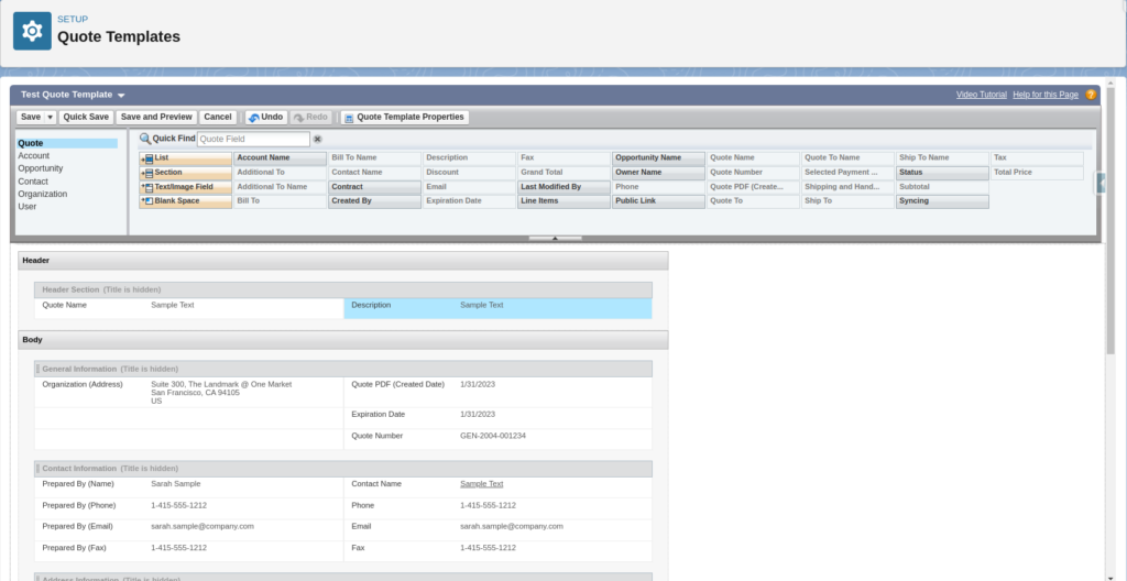 Drag the elements that you want add to the template