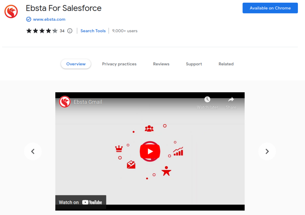 Salesforce chrome extension - Ebsta For Salesforce