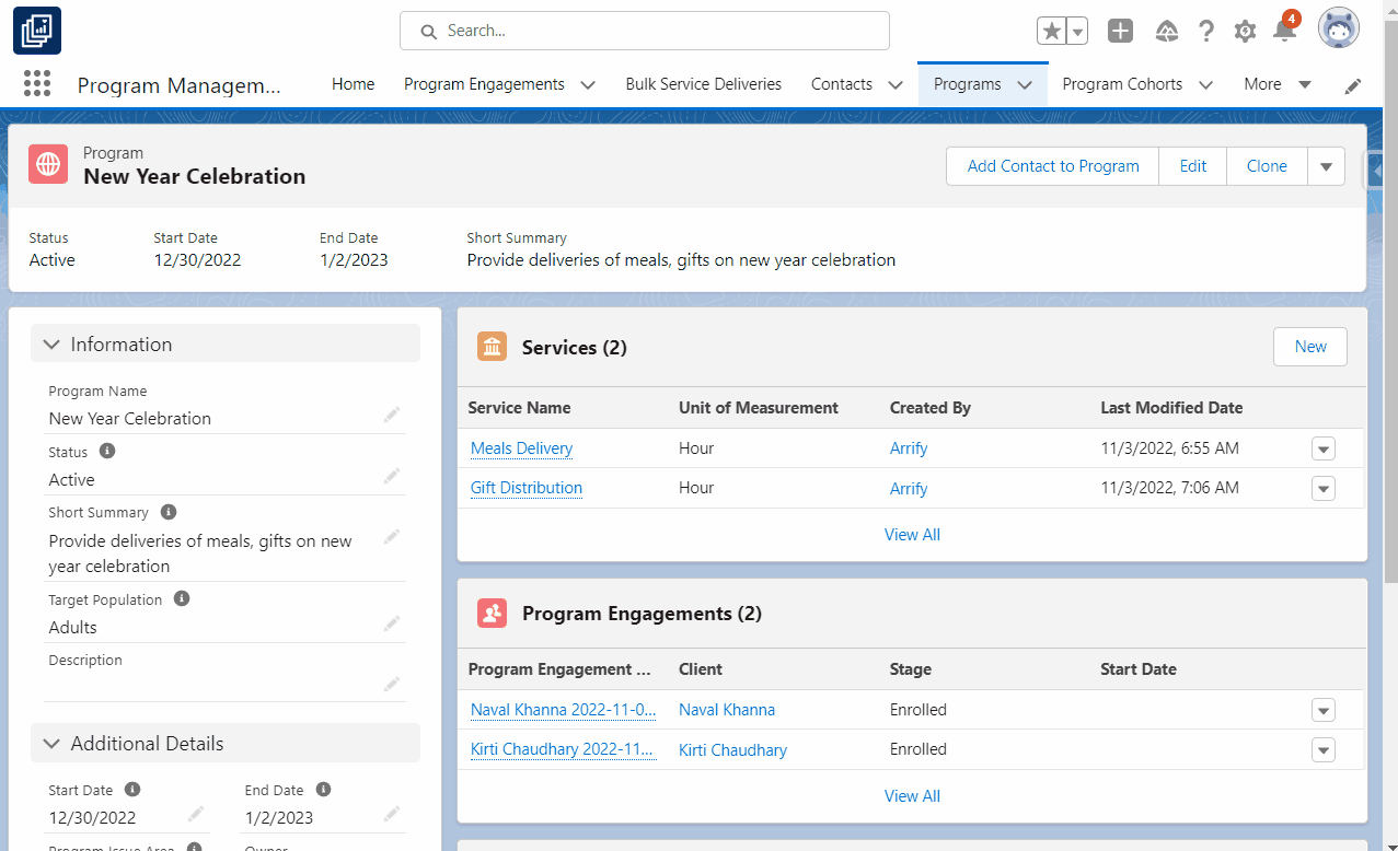 Event Management in Salesforce - add contact