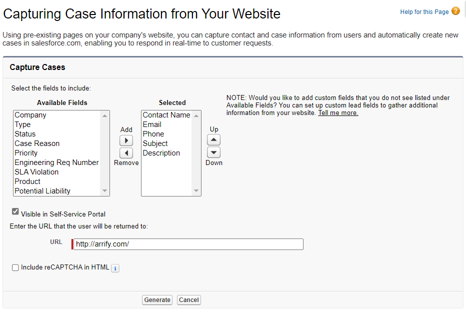 web-to-case Salesforce