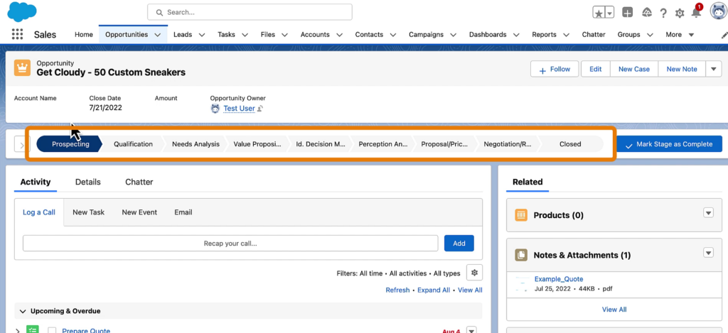 Customize opportunity stages