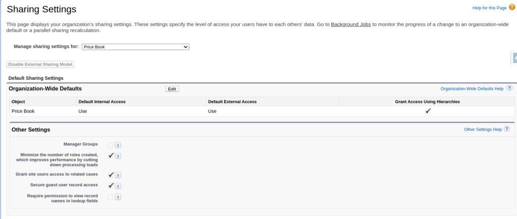 Organization-Wide Default Setting for Pricebook 